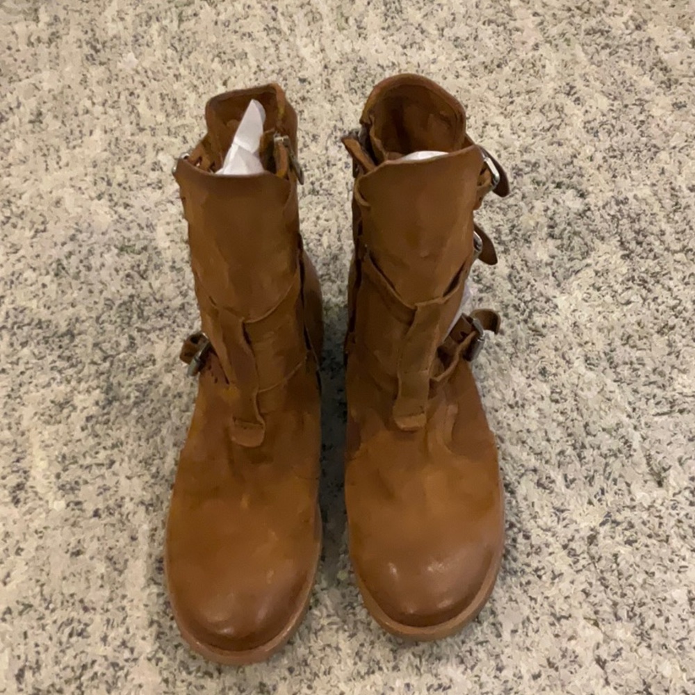 A.S. 98 open sided boots Tan leather/ straps Sz 41